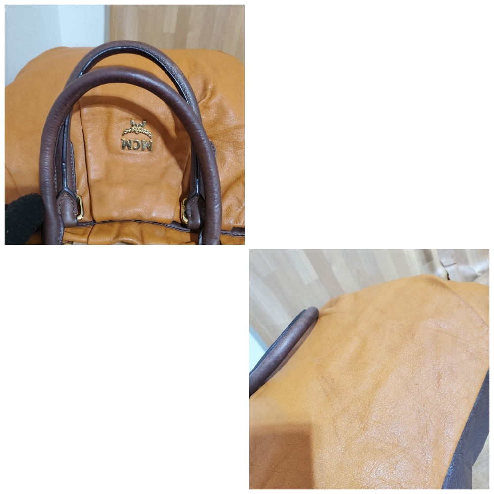 MCM Saddle/Dark Brown Heart charm Leather Medium Tote Bag w/ Gold Hardware - Picture 8 of 10